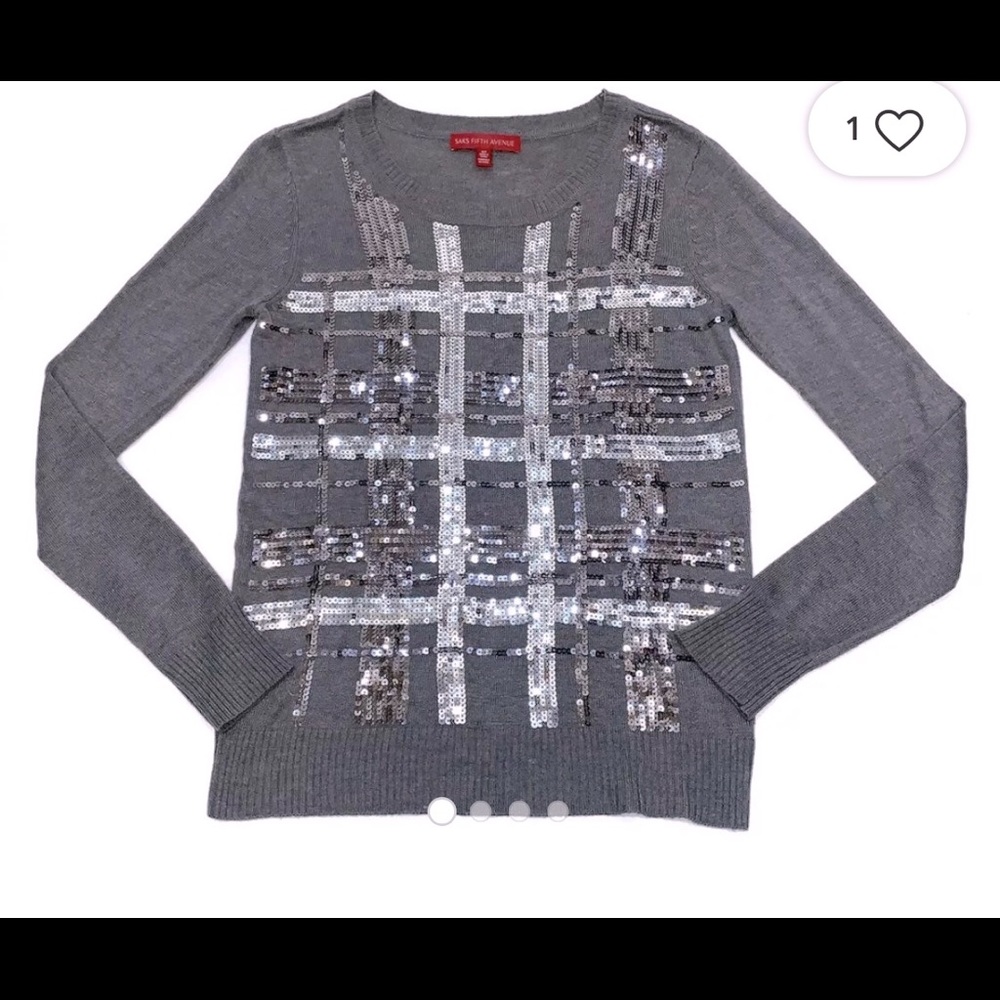Saks Fifth Avenue soft sequined sweater. Great for upcoming holiday season.